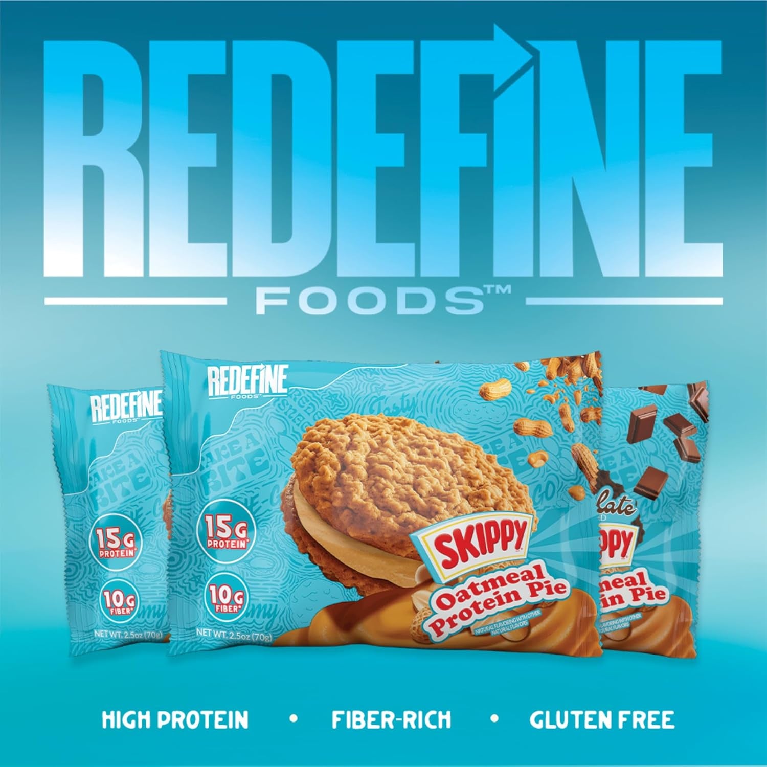 Redefine Foods Oatmeal Protein Pie, SKIPPY Peanut Butter - 8 Count