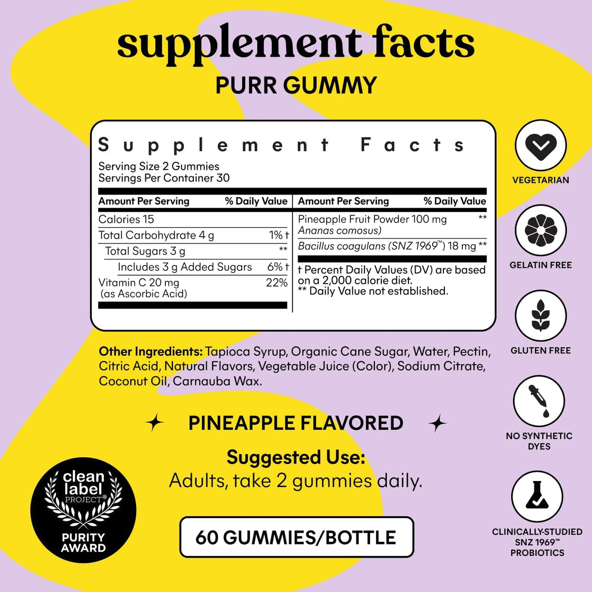 Lemme Purr Vaginal Probiotic Gummies for Women, 30-Day Supply