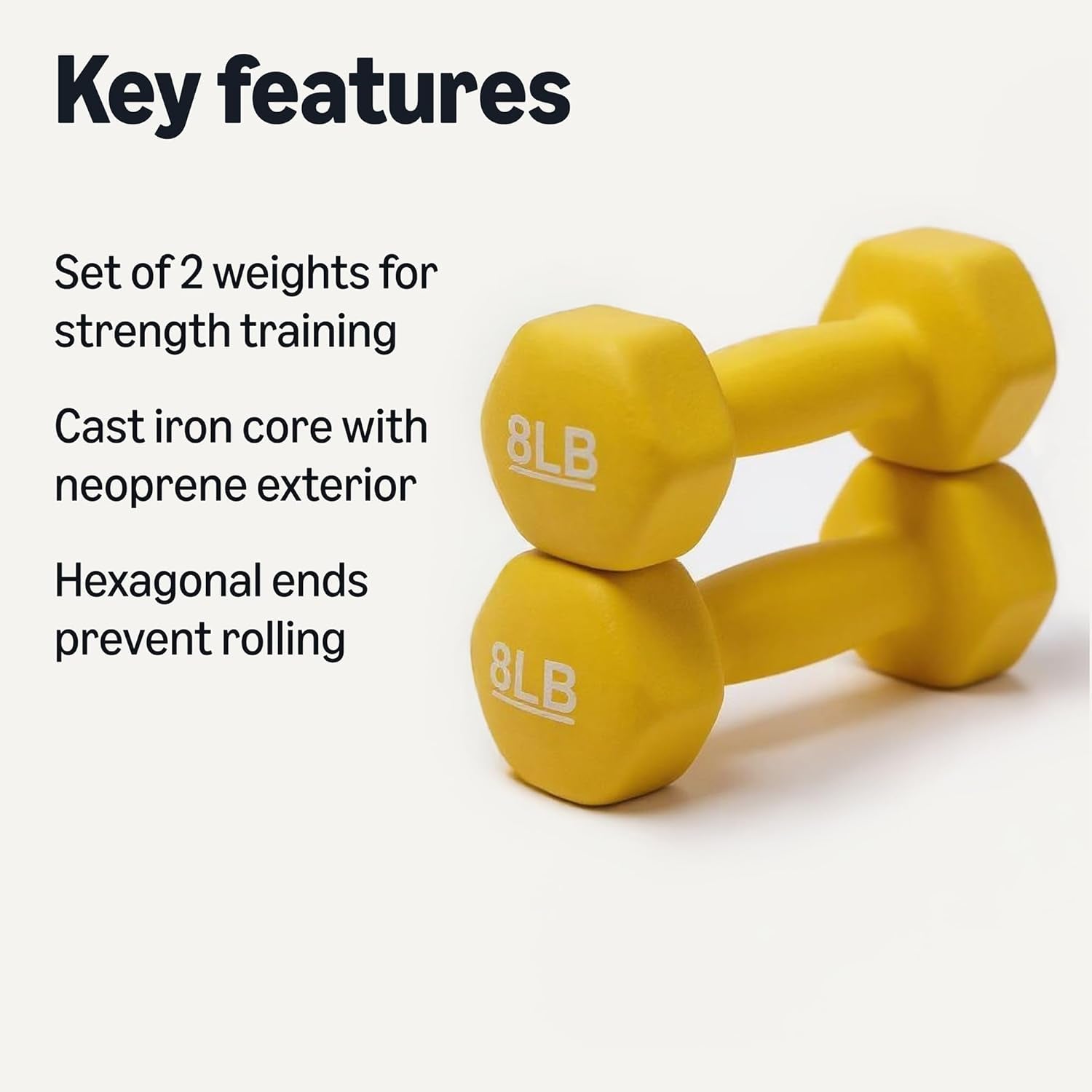 8 Pound Neoprene Dumbbell Hand Weights for Exercise