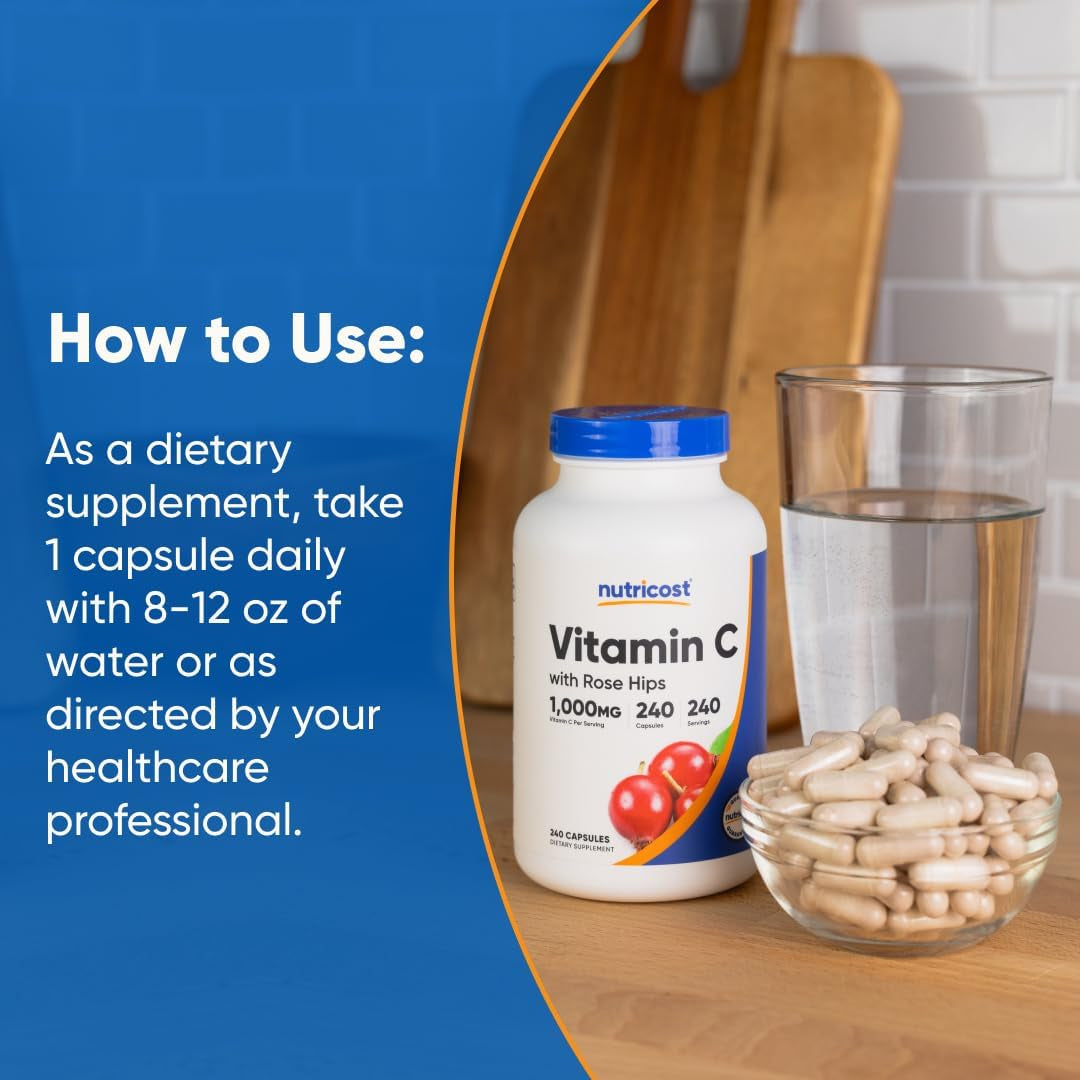 Nutricost Vitamin C with Rose Hips 1025mg