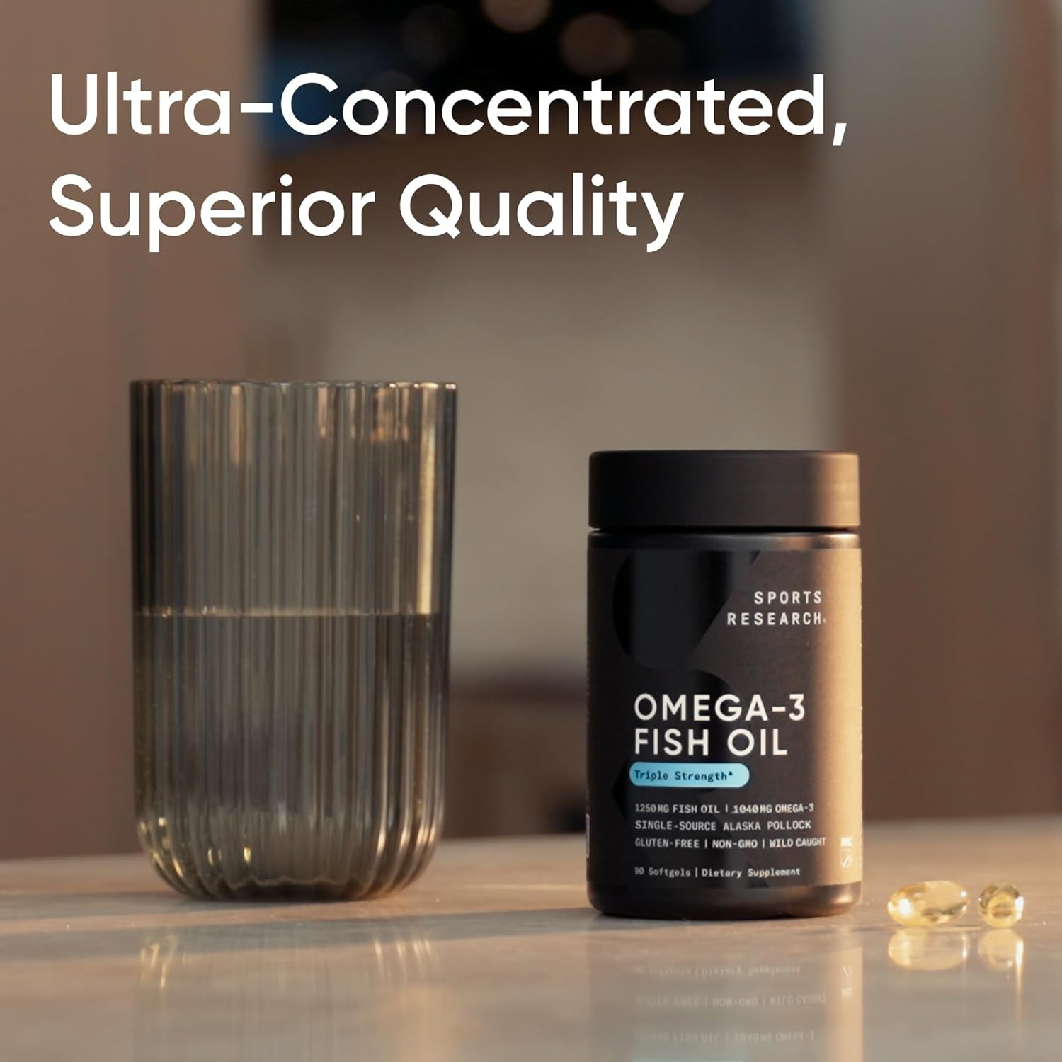 Sports Research® Omega-3 Fish Oil 1250 - Triple Strength Fish Oil Supplement
