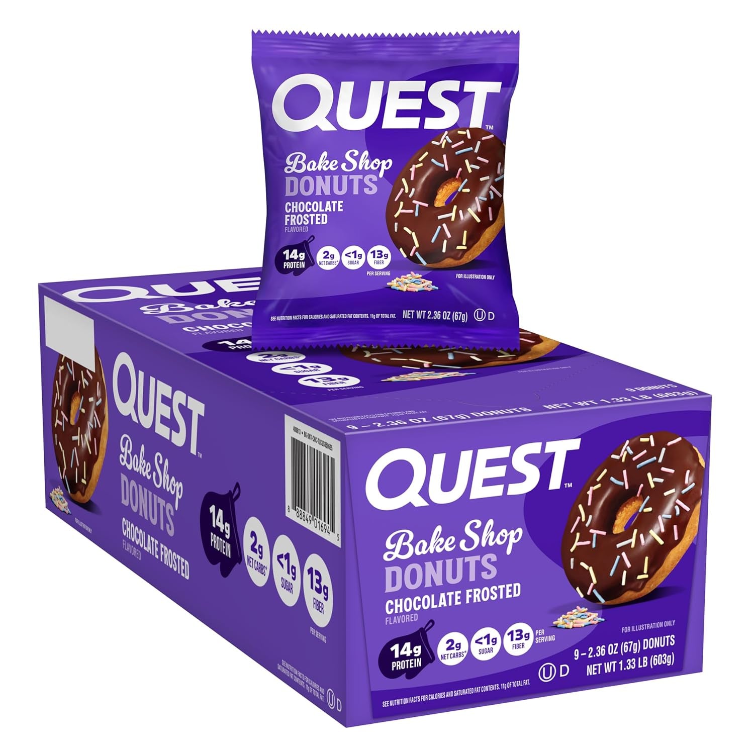 Chocolate Frosted Donuts, 14G Protein, Less than 1G Sugar, 9 Count