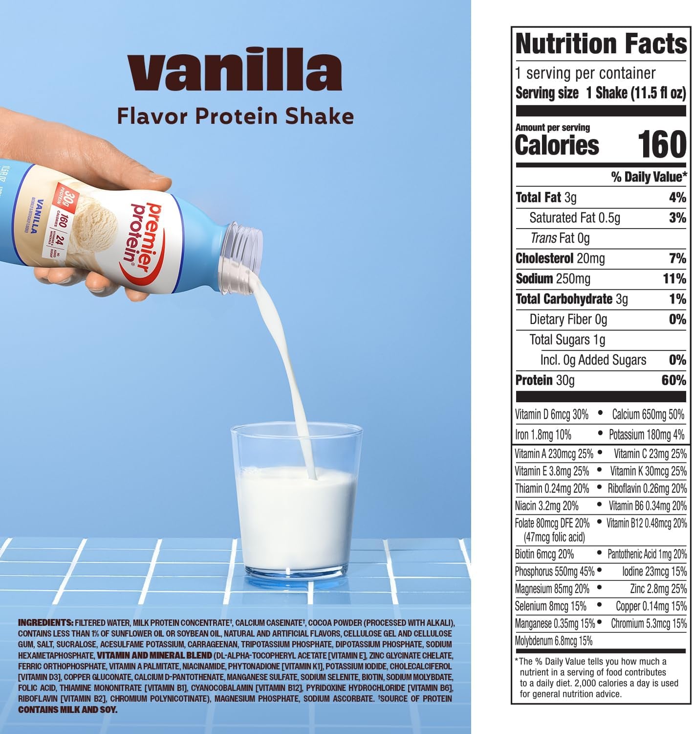 Premier Protein Shake, Vanilla, 30G Protein, 11.5 Fl oz, 12 Pack