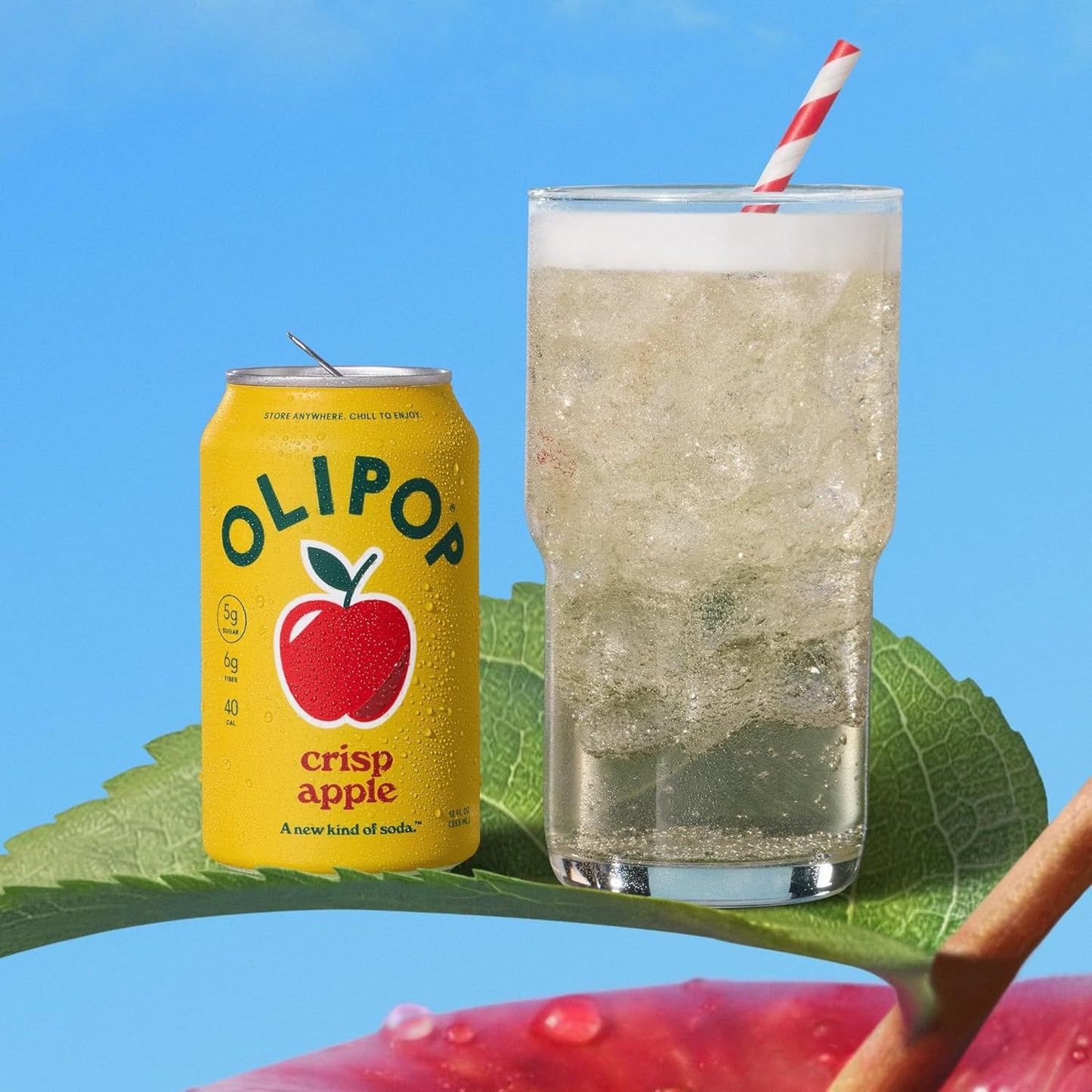 OLIPOP Prebiotic Soda Pop, Crisp Apple (12-Cans)