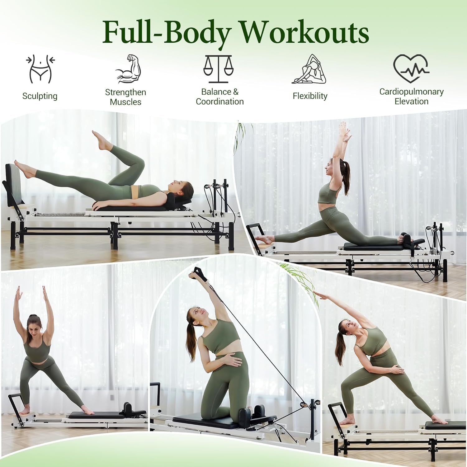 Pilates Reformer, 91" Foldable Reformer Pilates Machine