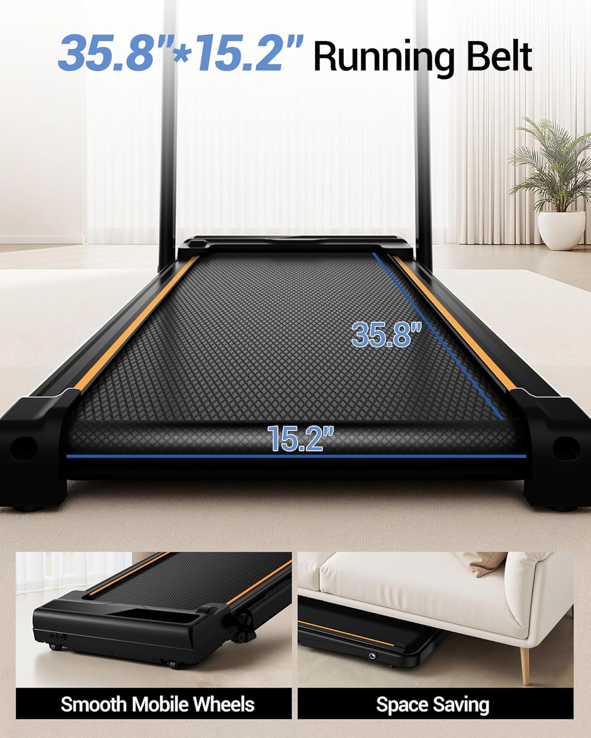 CURSOR FITNESS 16% Incline Walking Pad Treadmills for Home