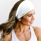 Gili 2 Pack Wide Headbands for Women Boho African Knotted Non Slip Fashion Hair Bands Yoga Running Sports Workout Gym Head Wraps Elastic Soft Cotton Cloth Turbans Bandana for Girls (White,Black)