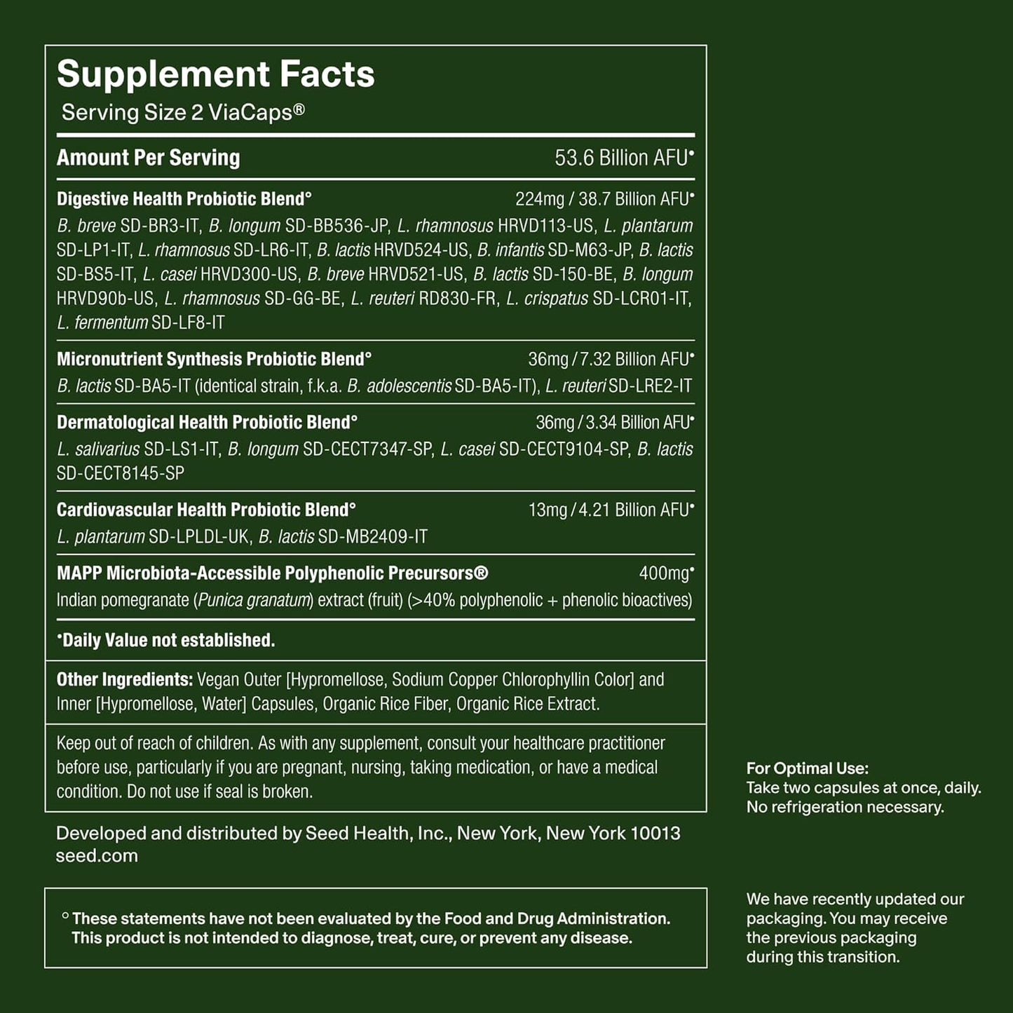 Seed DS-01 Daily Synbiotic - Prebiotic and Probiotic for Women & Men