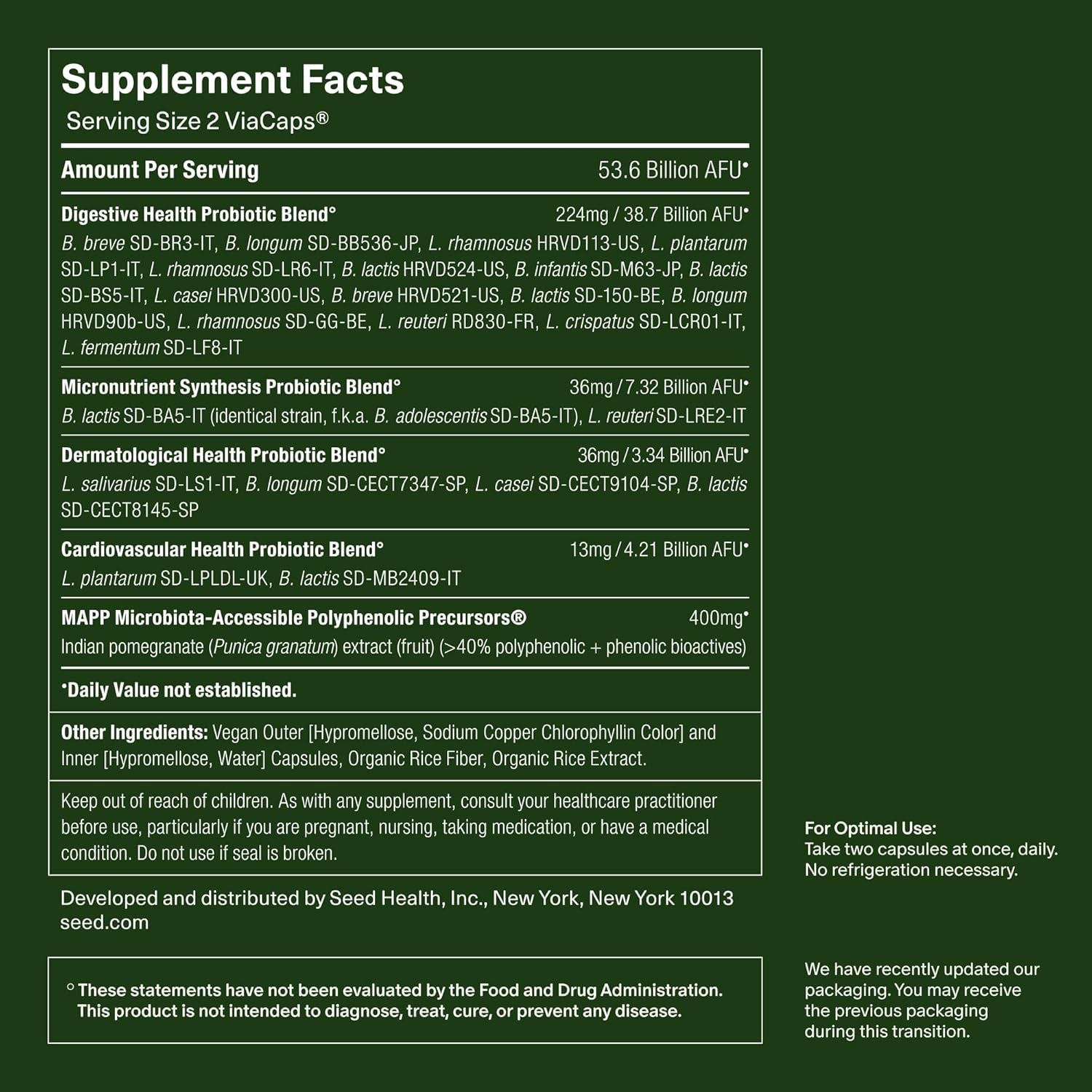 Seed DS-01 Daily Synbiotic - Prebiotic and Probiotic for Women & Men
