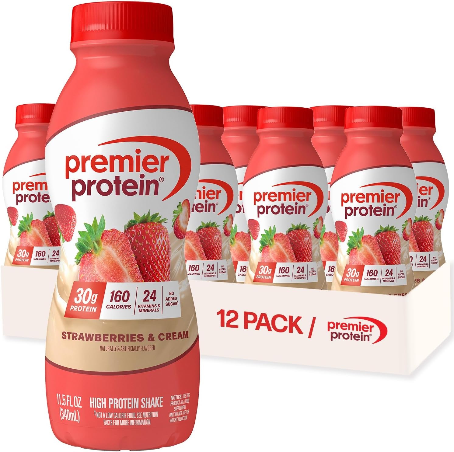 Premier Protein Shake, Strawberries & Cream, 30G Protein, 11.5 Fl oz, 12 Pack