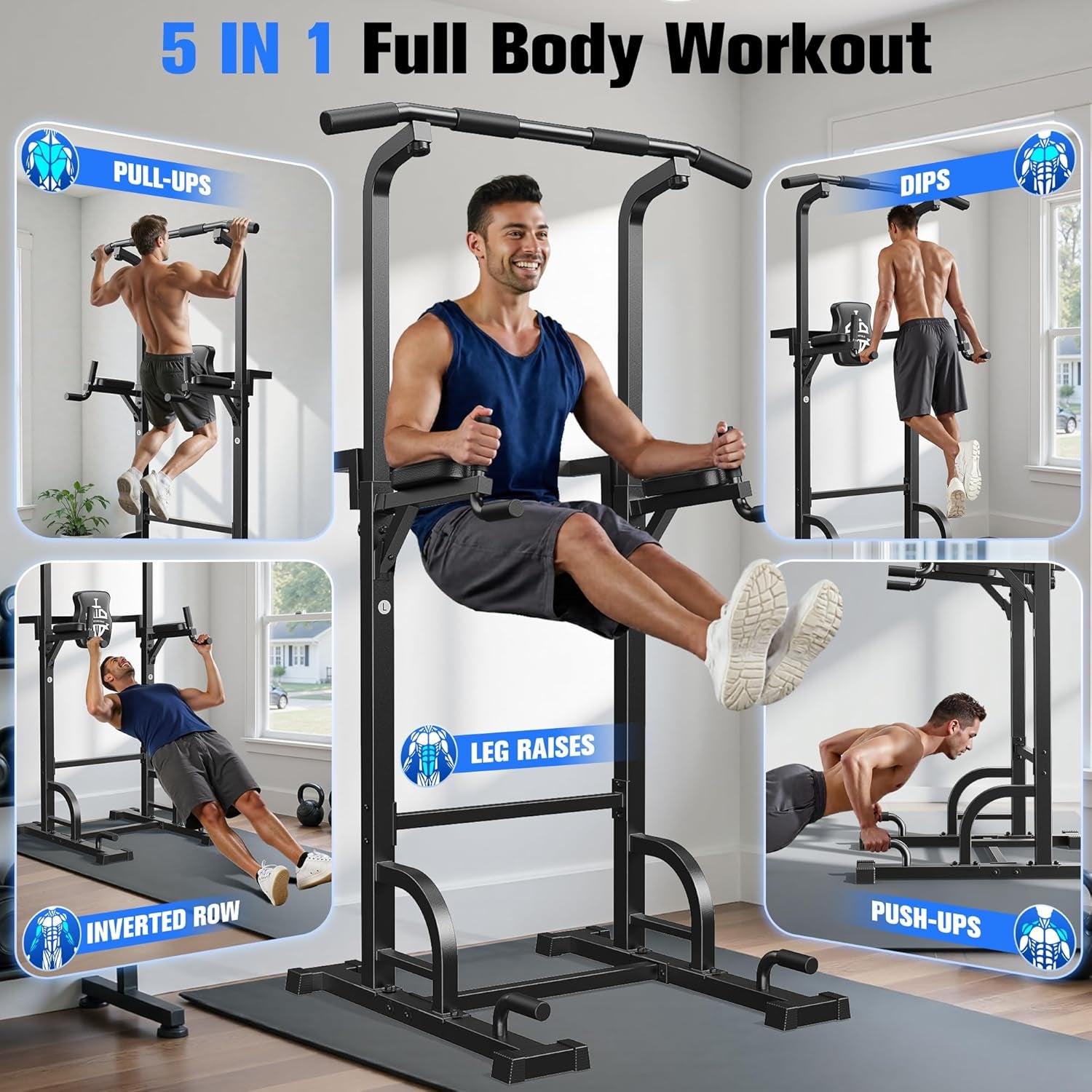 450LBS Stable Pull up Dip Station for Home Gym