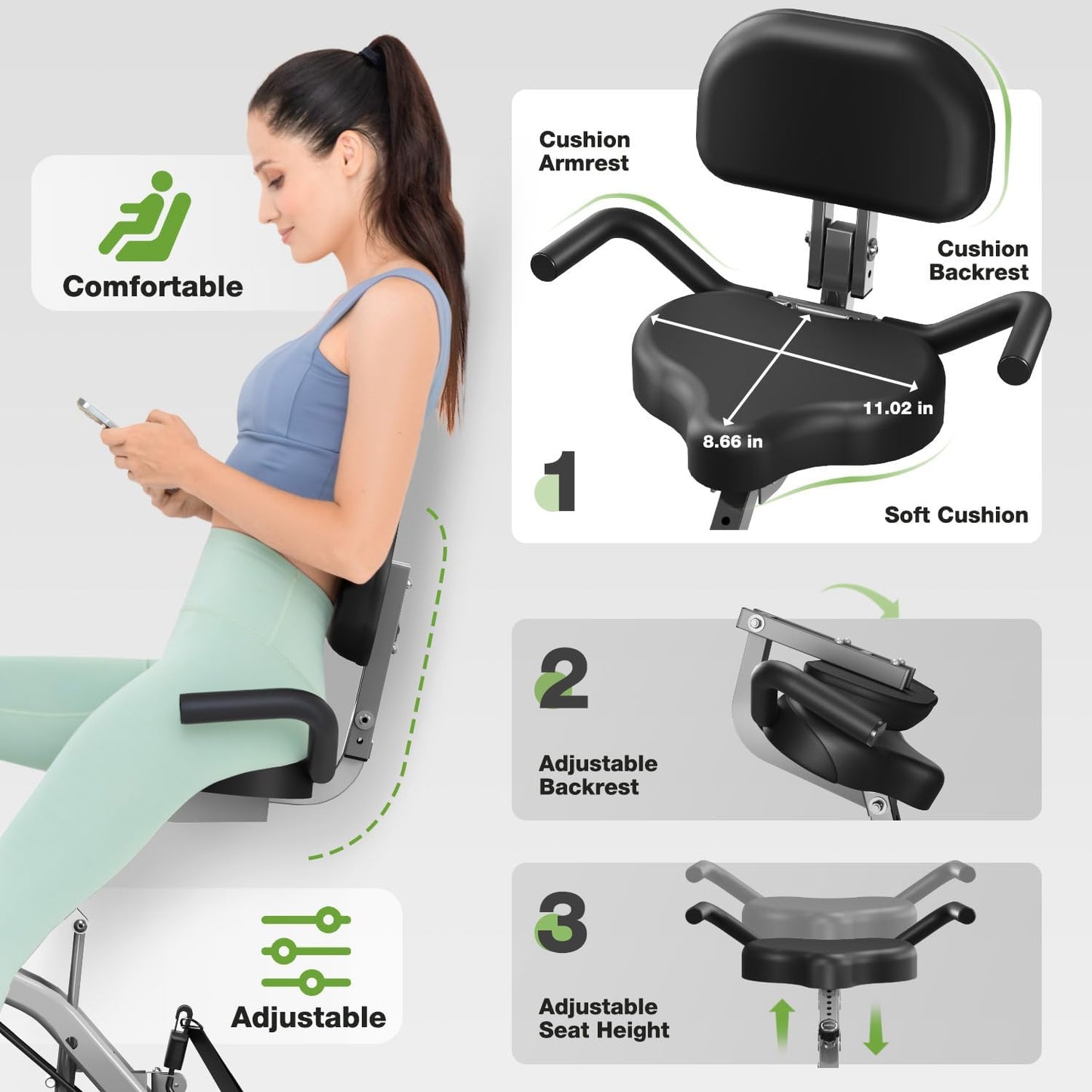 Goimu Exercise Bike, 5 in 1 Foldable Stationary Bike