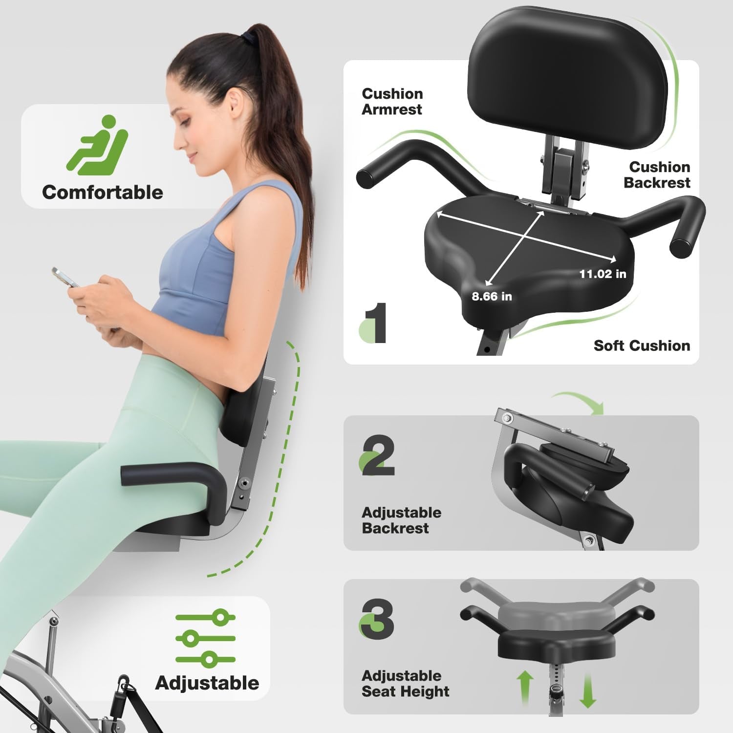 Goimu Exercise Bike, 5 in 1 Foldable Stationary Bike