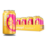 Poppi Prebiotic Soda, Sparkling Water & Fruit Juice, Lemonade, 12 oz, 12 Pack