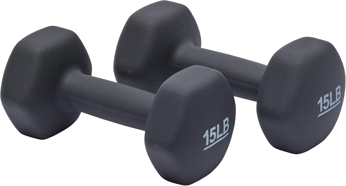 15 Pound Neoprene Dumbbell Hand Weights for Exercise