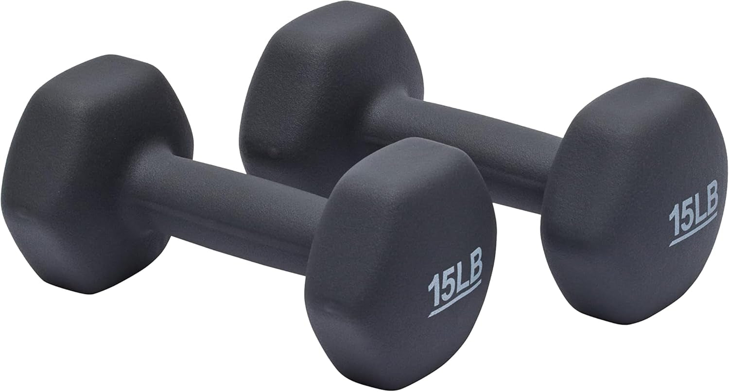 15 Pound Neoprene Dumbbell Hand Weights for Exercise