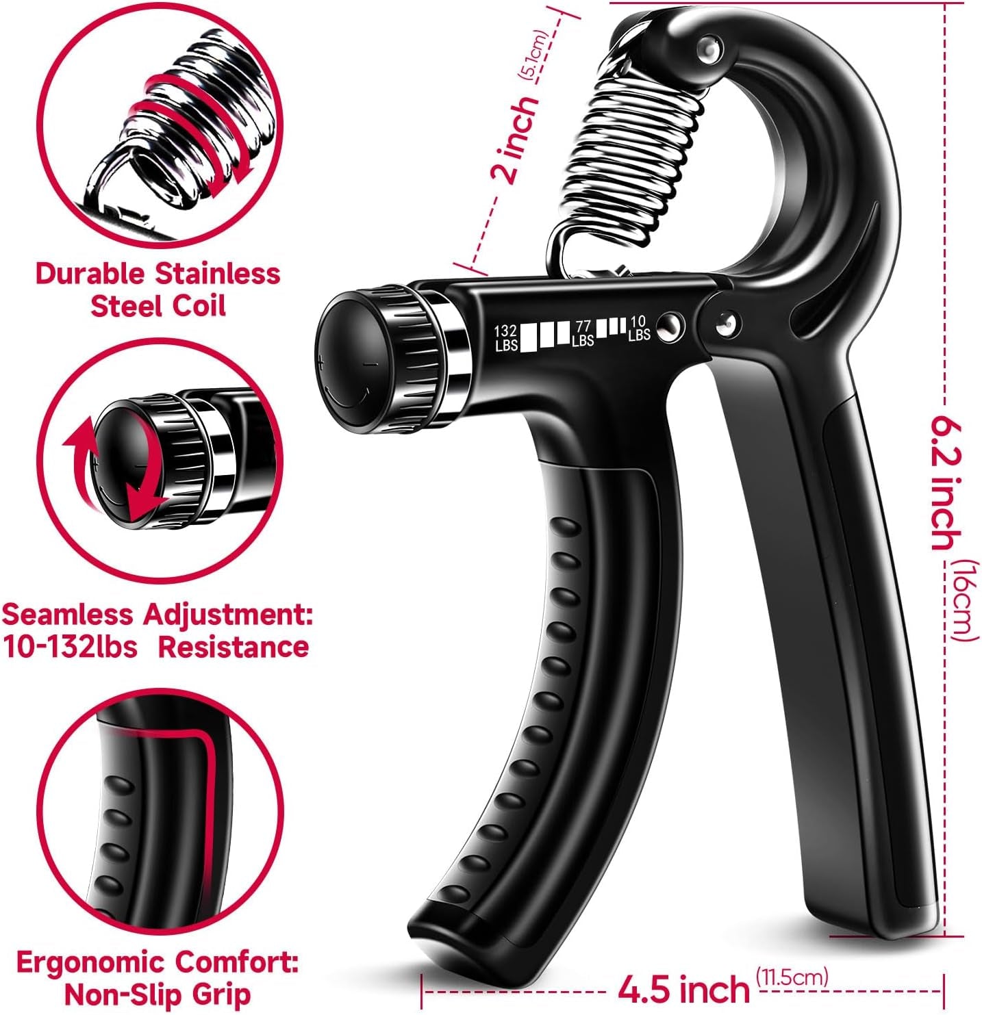 Hand Grips Strengthener Kit - 5 Pack Adjustable Resistance