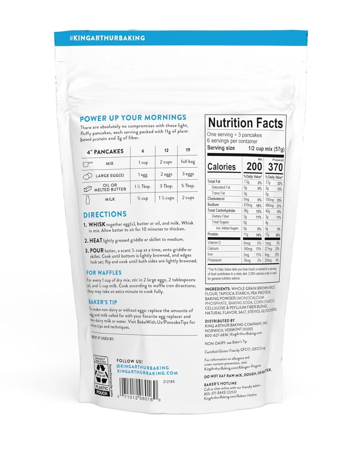 King Arthur Flour Gluten Free Protein Pancake Mix