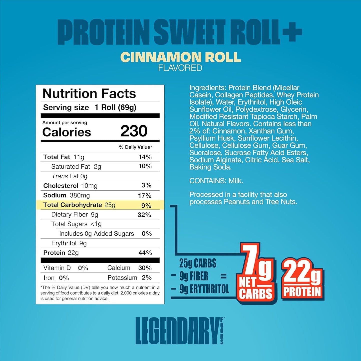 Cinnamon Roll 22G Protein Sweet Roll – Gluten-Free, Keto-Friendly – 10-Pack