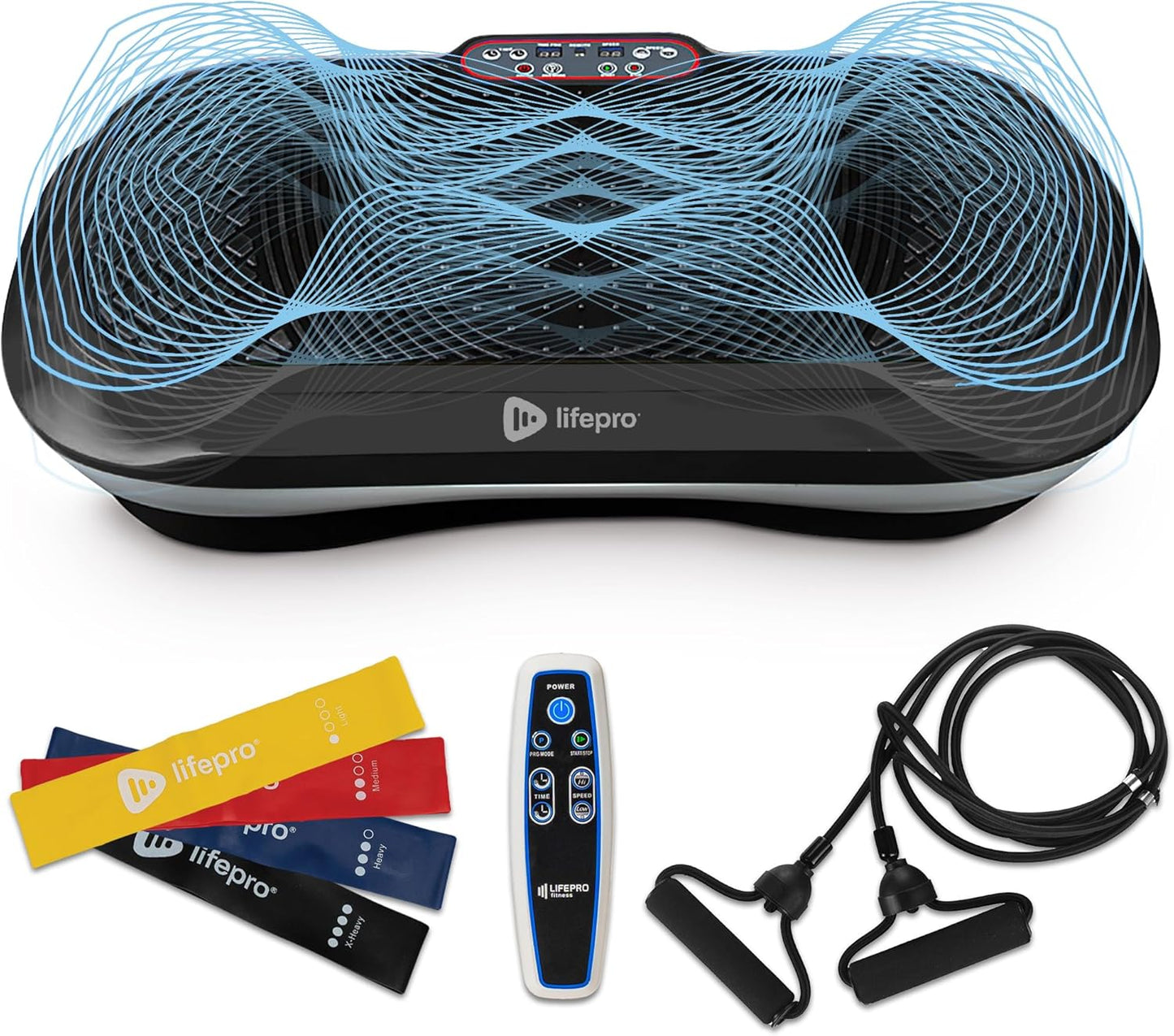 Waver Vibration Plate Exercise Machine for Lymphatic Drainage, Muscle Activation, Full-Body Workout Vibrating Platform with Loop Bands, Fitness Equipment for Strength Toning & Fat Loss