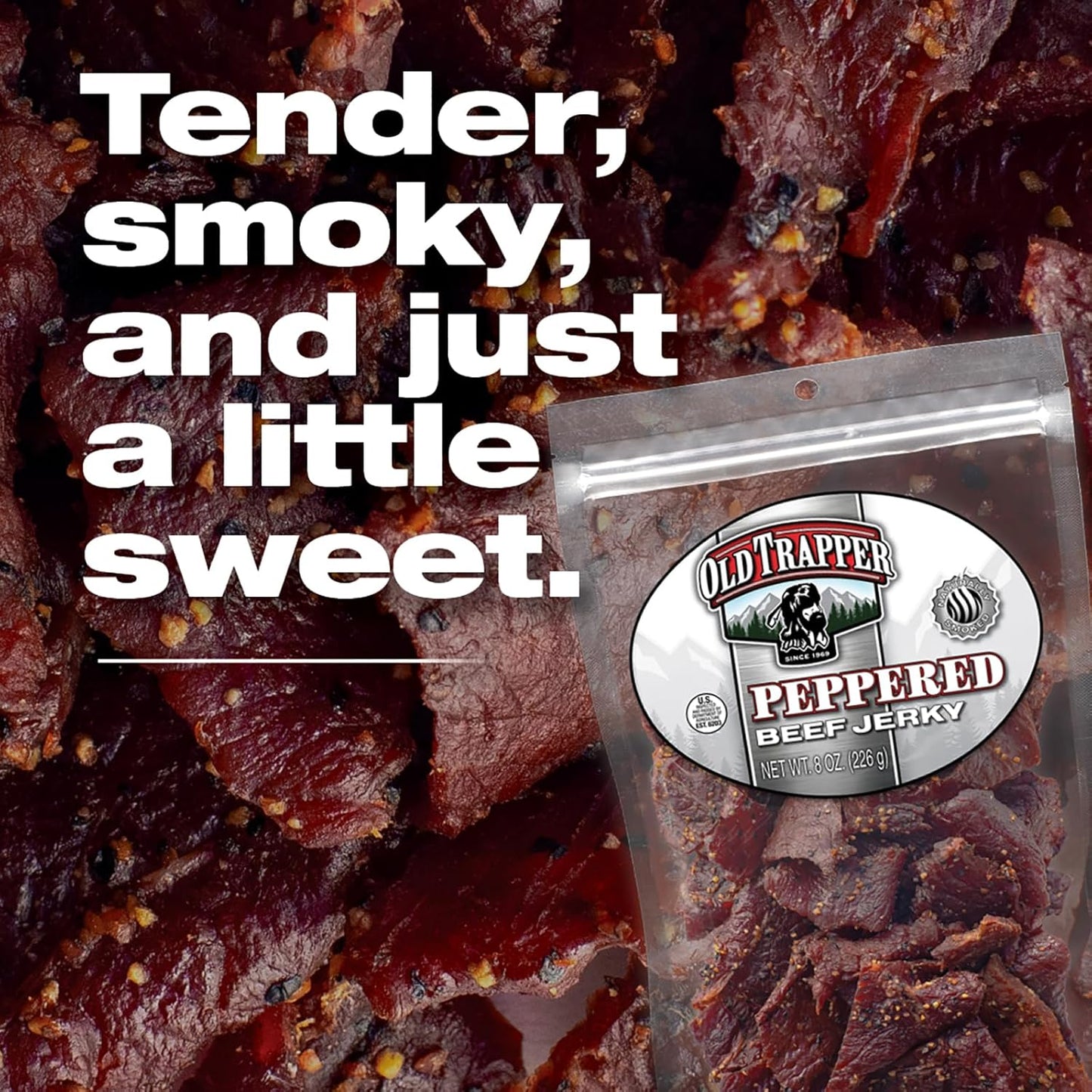 Old Trapper Beef Jerky Peppered 8 Ounce Pack