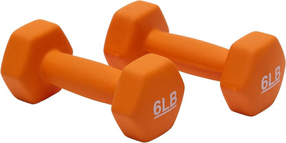 6 Pound Neoprene Dumbbell Hand Weights for Exercise