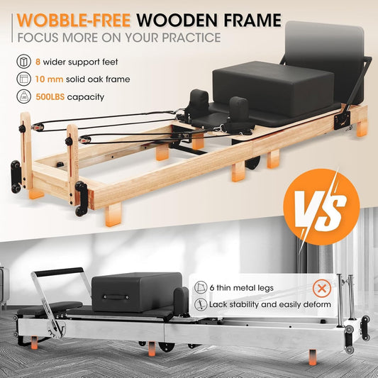 Pilates Reformer, 92" Wooden Pilates Reformer Machine