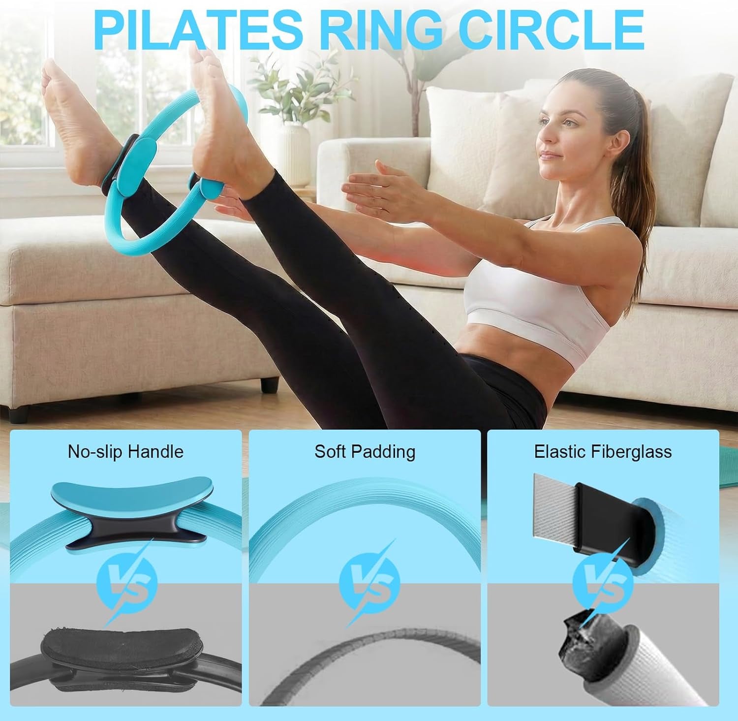 Home Pilates Ring and Ball Set for Women with 5 Resistance Bands
