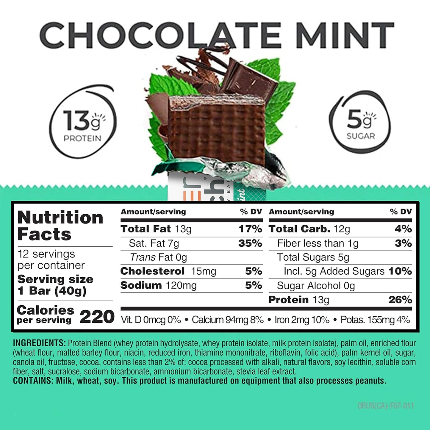 Power Crunch Protein Energy Wafer Bars, Chocolate Mint (12 Count)