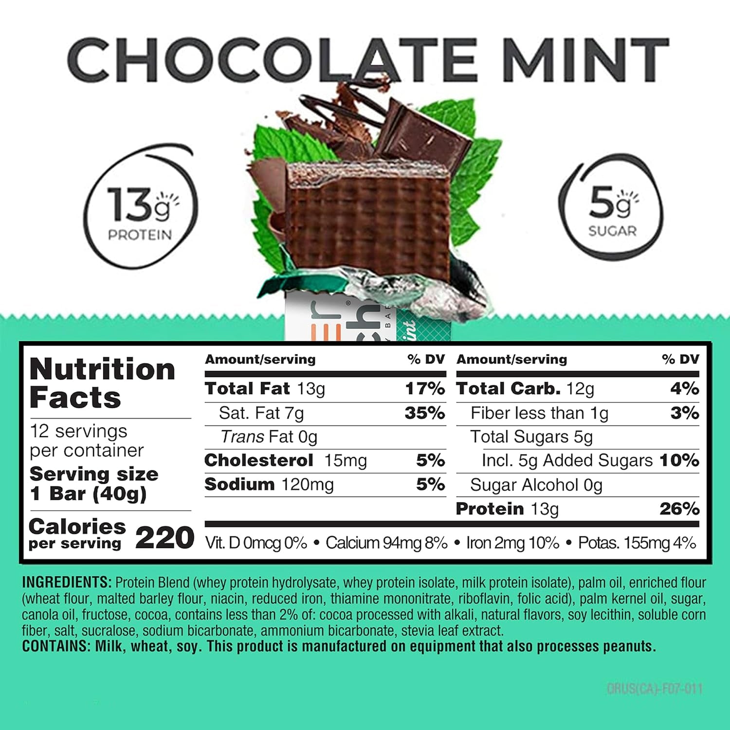 Power Crunch Protein Energy Wafer Bars, Chocolate Mint (12 Count)