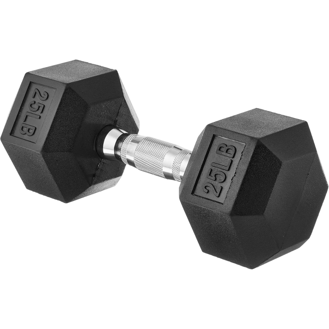 25 Pound Rubber Hex Dumbbell Hand Weight