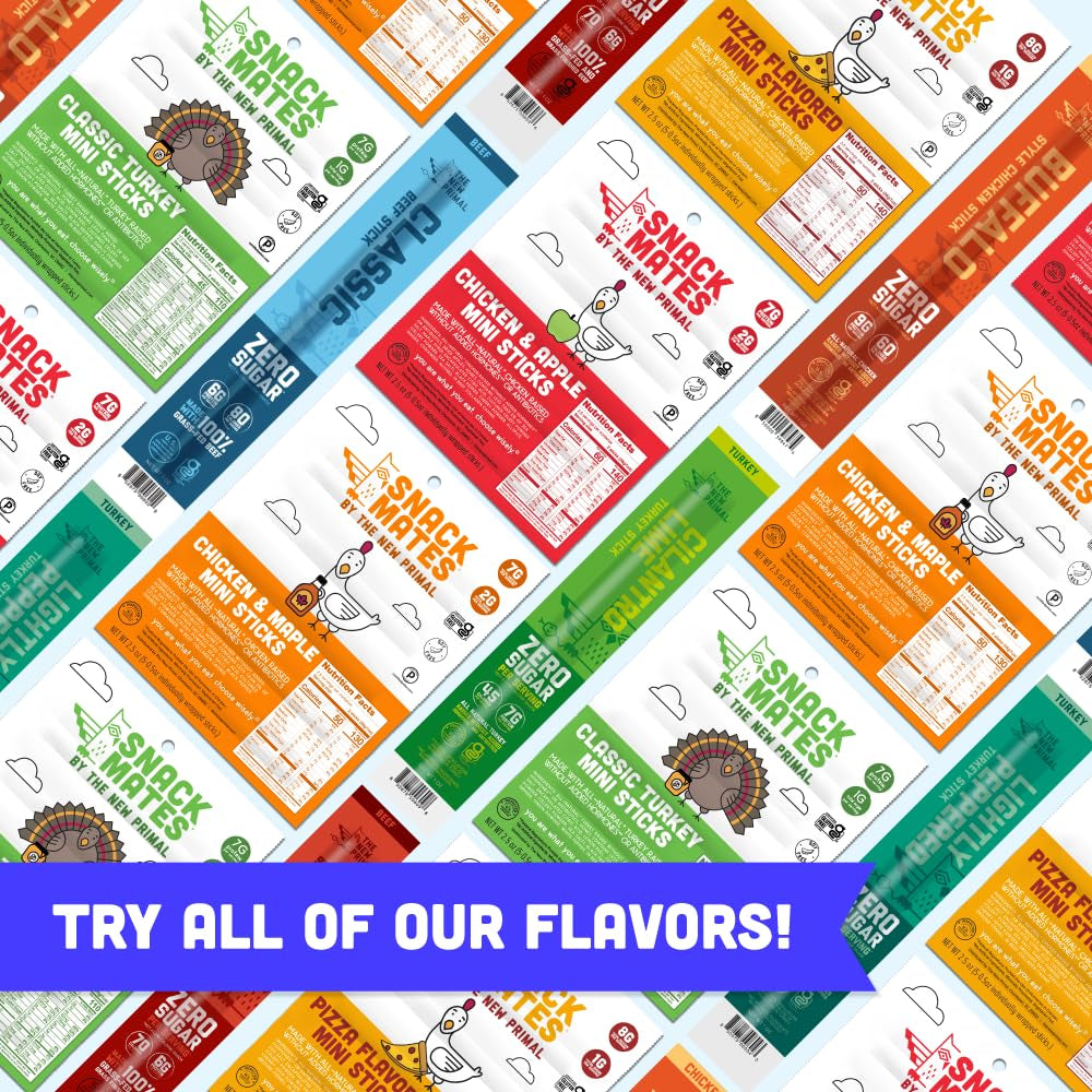 The New Primal Snack Mates Chicken & Maple Sticks, 5G Protein, 35 Calories, 15 Pack
