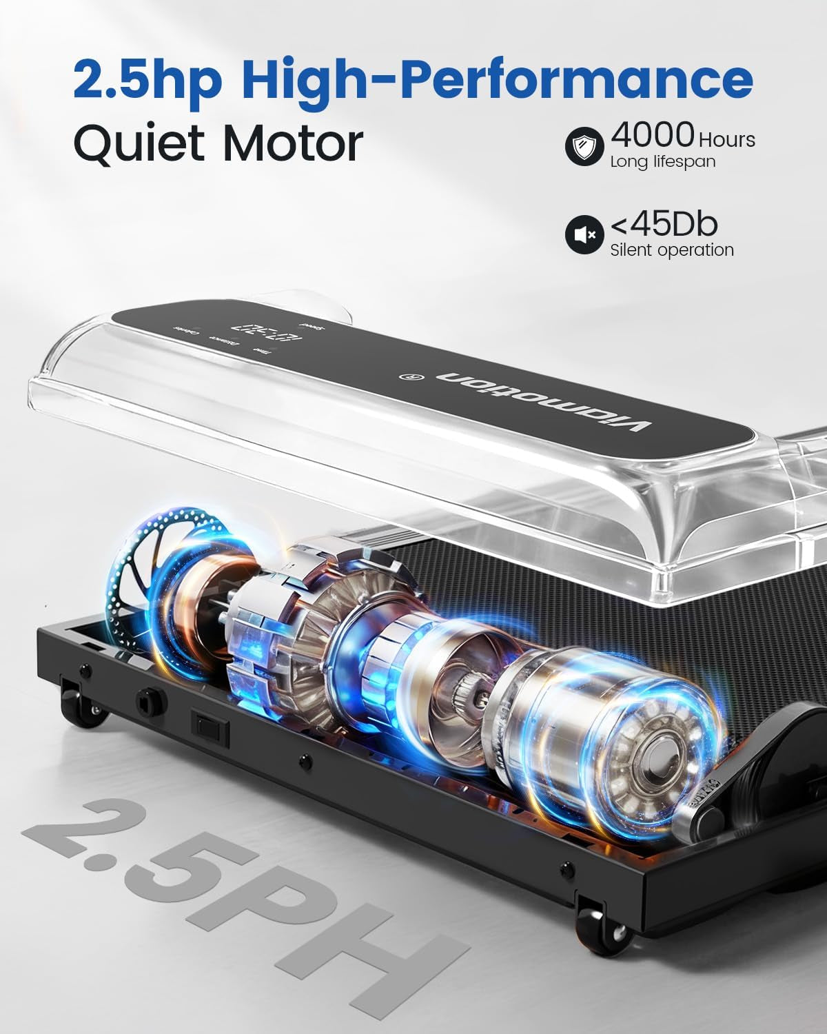 Viamotion Walking Pad Treadmill with Handlebar and Adjustable Incline