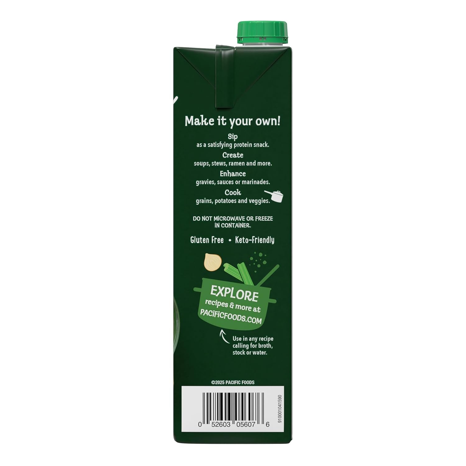 Pacific Foods Organic Unsalted Chicken Bone Broth, 32 Oz Carton