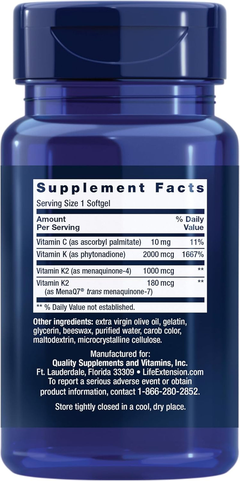 Life Extension Super K, Vitamin K Supplement, 2000 Mcg Vitamin K