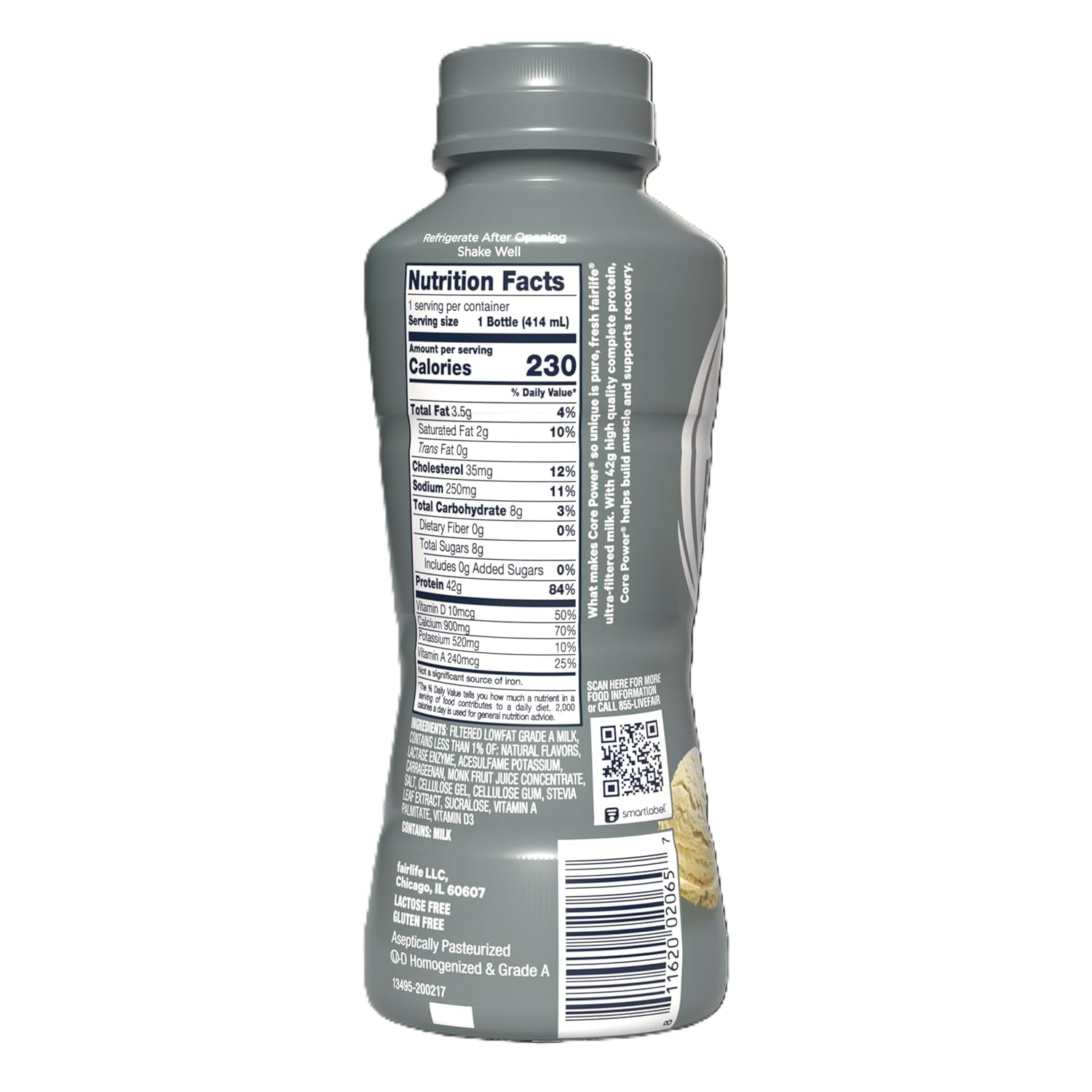 Core Power Elite High Protein Shake, Vanilla, 42G Bottle, 14Oz, 12 Pack