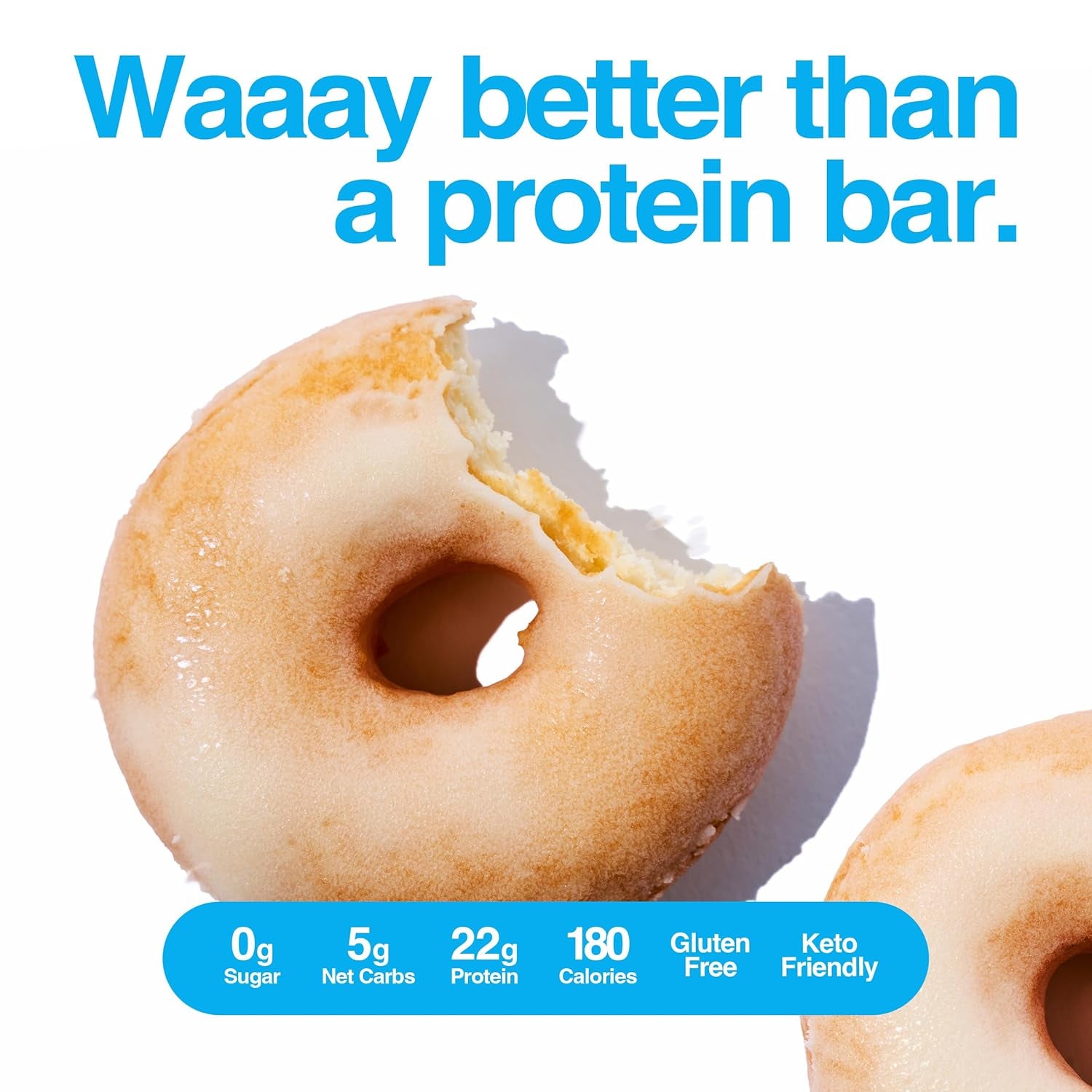 Protein Donuts - 22G Protein, Glazed Vanilla, Zero Sugar Snack - 8 Pack with Two Donuts per Pack