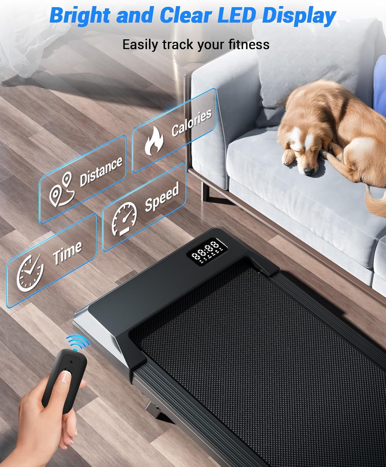 DeerRun Under Desk Walking Pad Treadmill for Home & Office