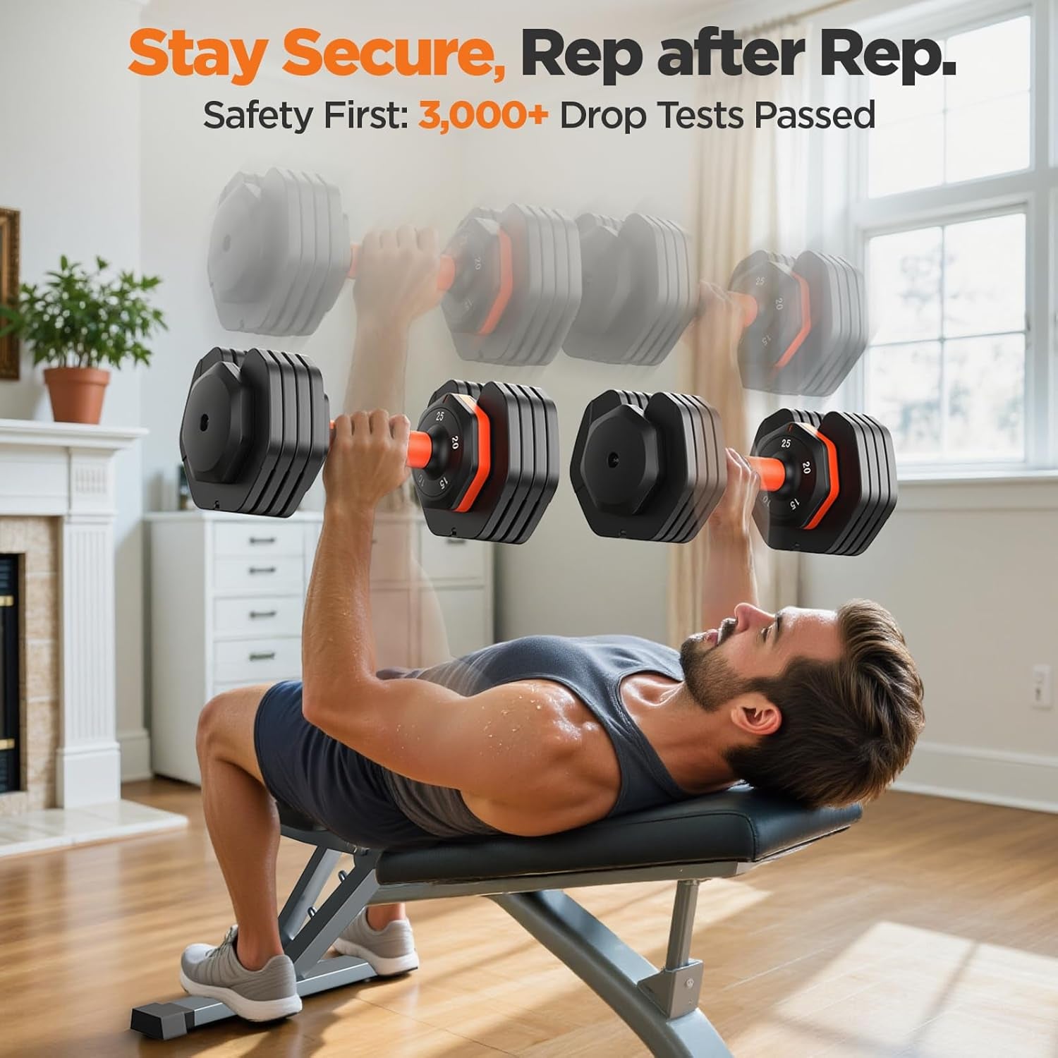 LifeOG Updated Adjustable Dumbbell Set of 2 - 25lbs/50lbs