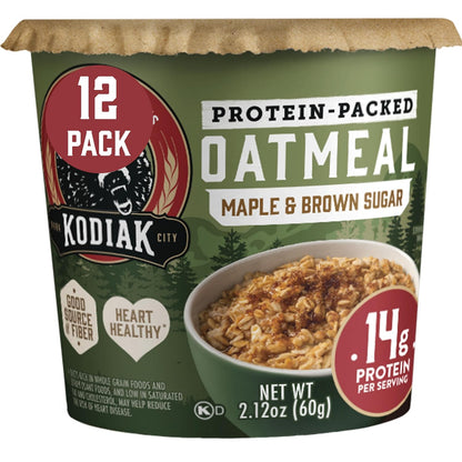 Kodiak Cakes Instant Protein Maple & Brown Sugar Oatmeal in a Cup (Pack of 12)