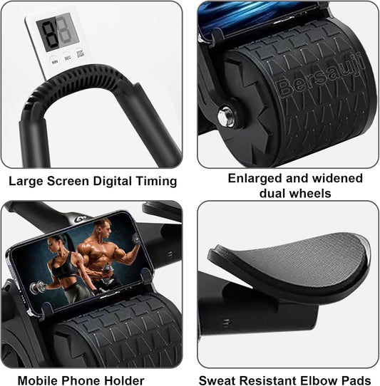 2026 New Ab Roller Wheel with Knee Mat &Timer, Automatic Rebound Abdominal Wheel, Ab Abdominal Exercise Roller with Elbow Support, Abs Workout Equipment Ab Exercise Roller for Women Men