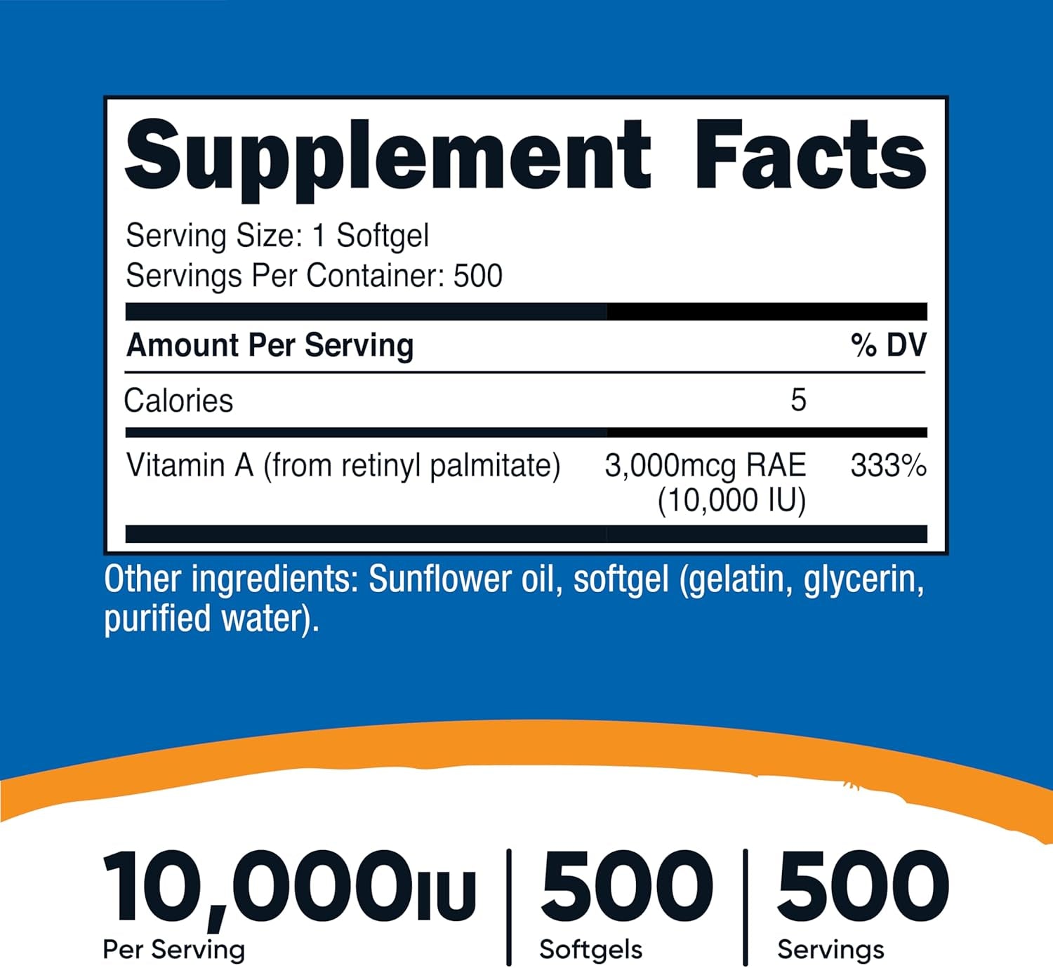 Nutricost Vitamin A 10,000 IU, 500 Softgel Capsules