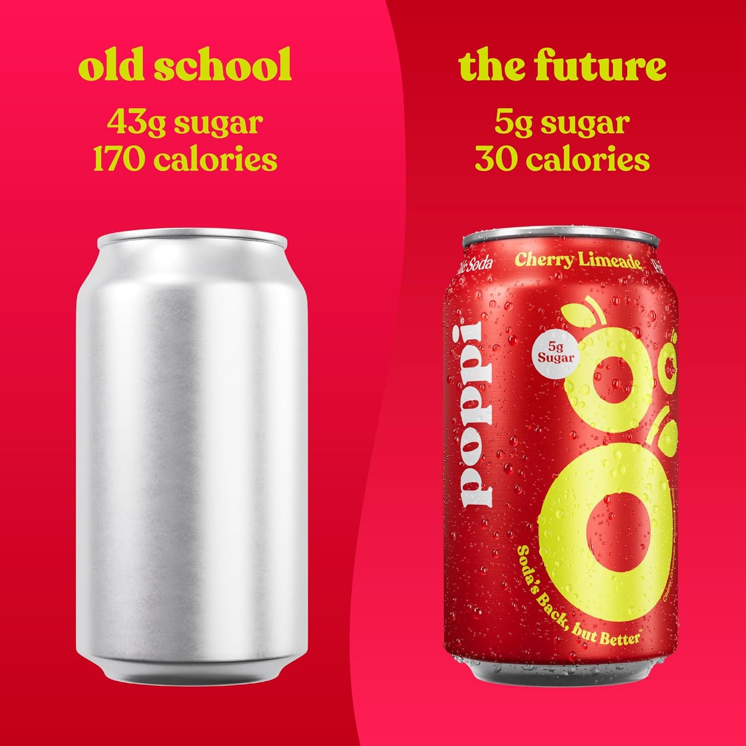 Poppi Prebiotic Soda, Sparkling Water & Fruit Juice, Cherry Limeade, 12 oz, 12 Pack