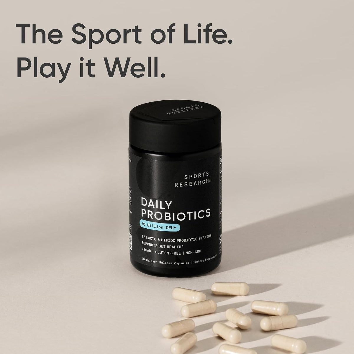 Sports Research® Daily Probiotics 60 Billion CFU, 30 Veggie Capsules