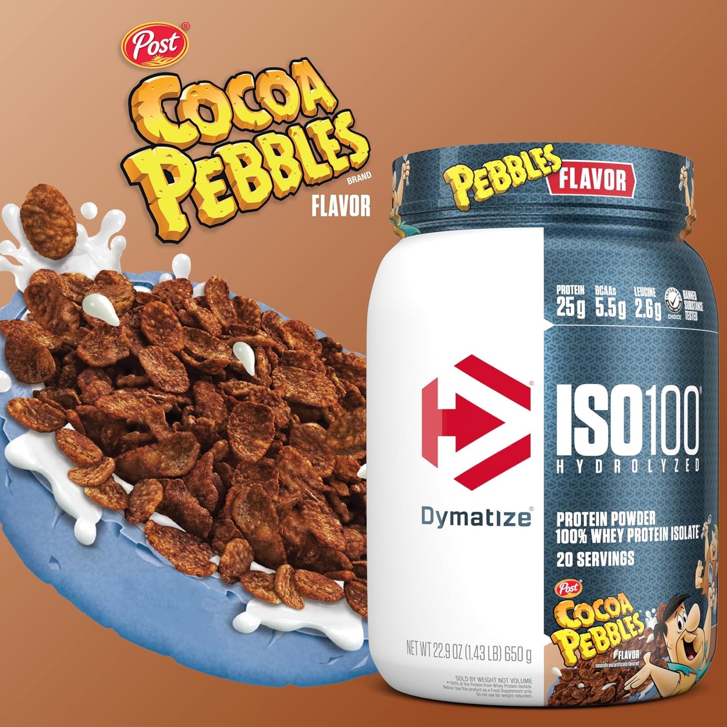 Dymatize ISO100 Protein Powder, 100% Whey Isolate, Cocoa Pebbles | 25G Protein, 20 Servings, 1.4 Lb.