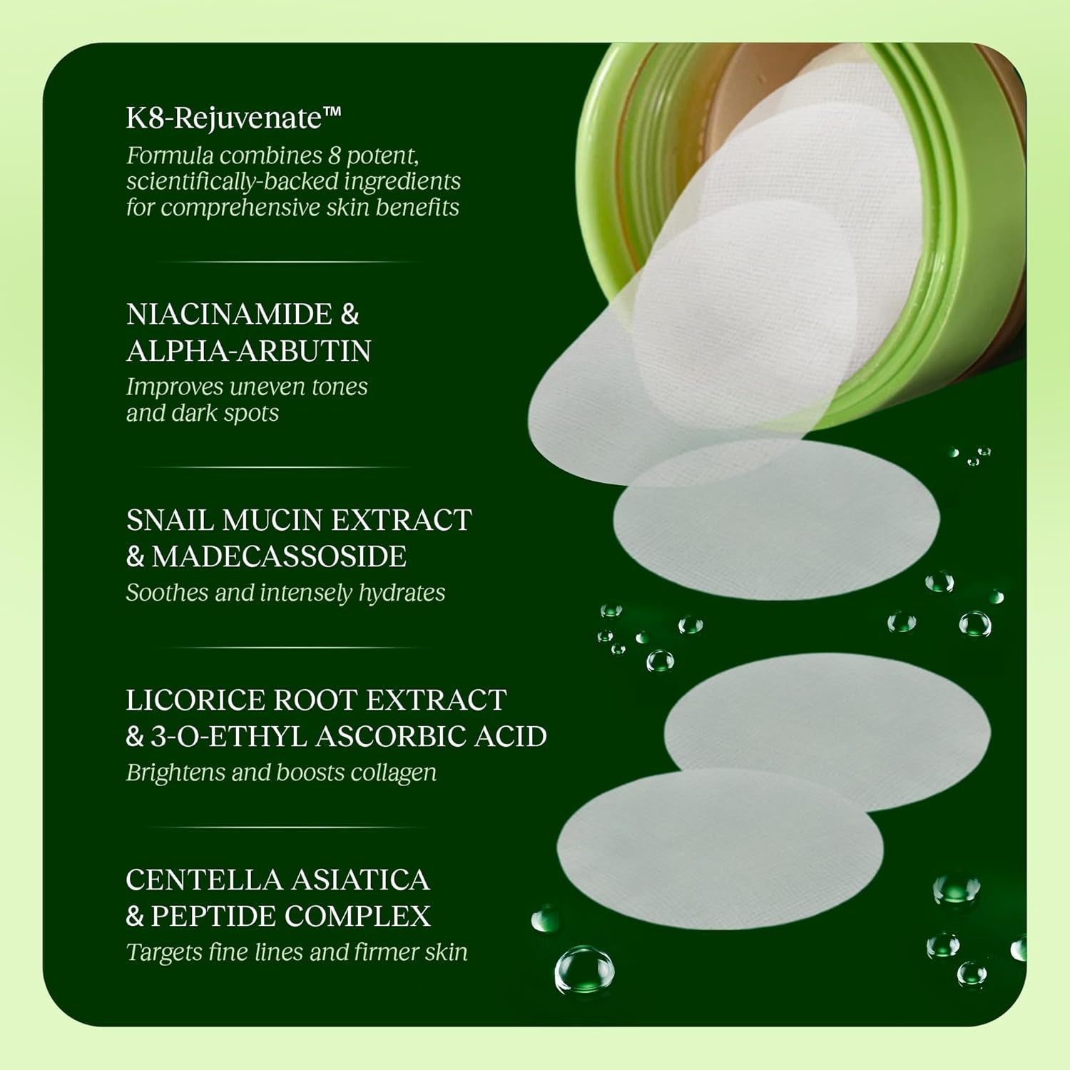 JiYu Toning Polish Pads - Korean Skincare for Dark Spots, Wrinkles & Dull Skin