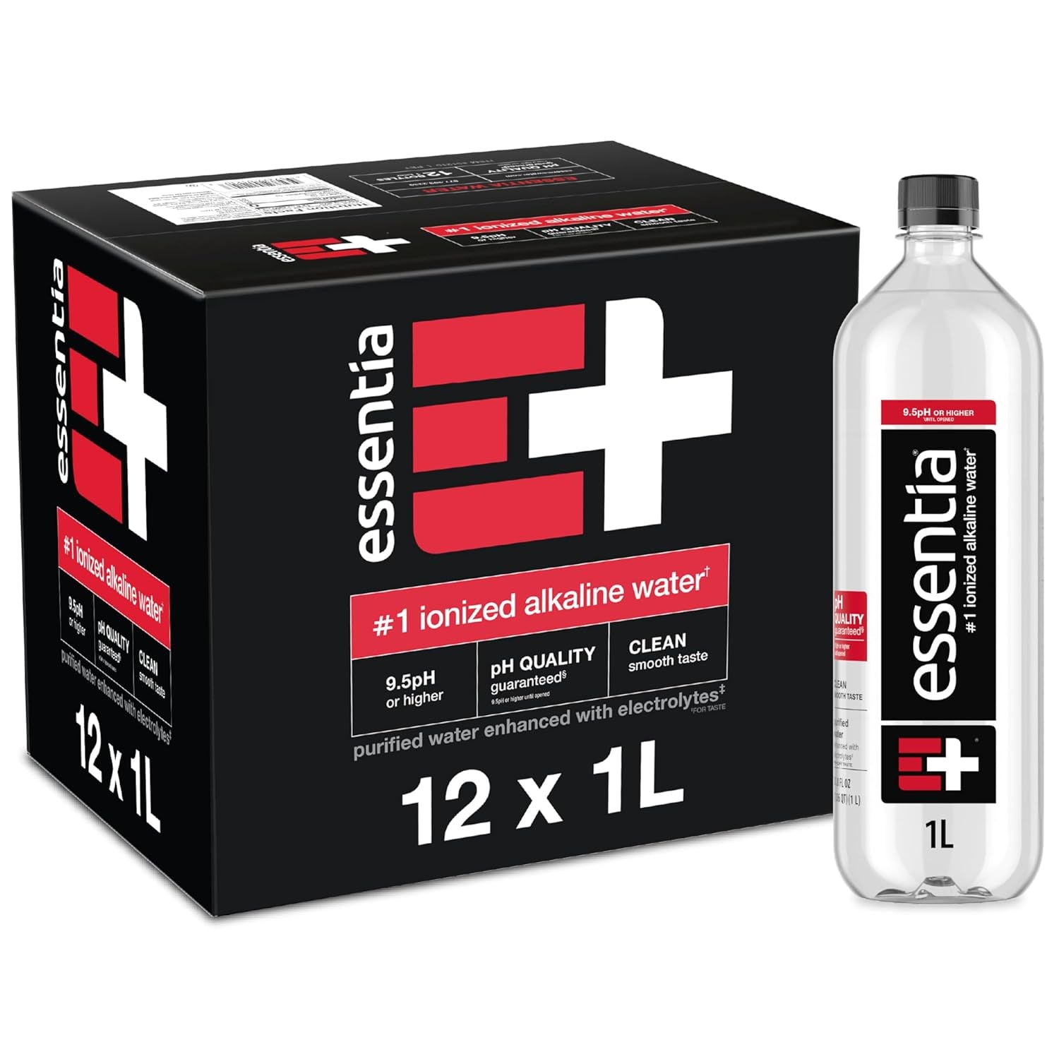 Essentia Ionized Alkaline Water, 9.5 Ph until Opened, 99.9% Pure, Bottled Water, 12Pk