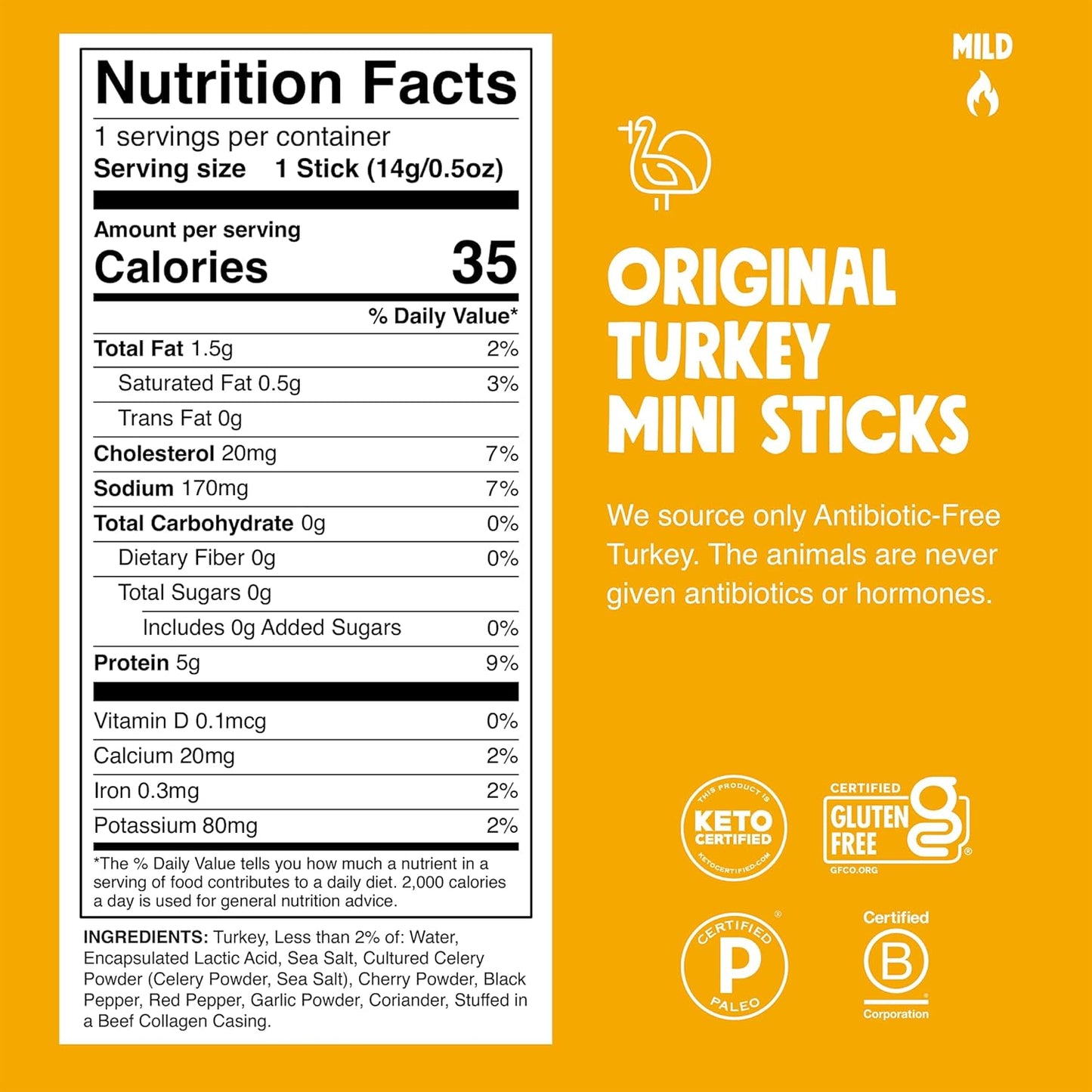 Chomps Snack Size Original Turkey Jerky Meat Sticks, 0.5oz (Pack of 24)