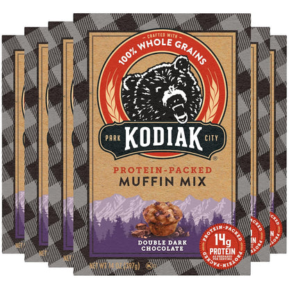 Kodiak Cakes Power Bake Muffin Mix, Double Dark Chocolate (Pack of 6)