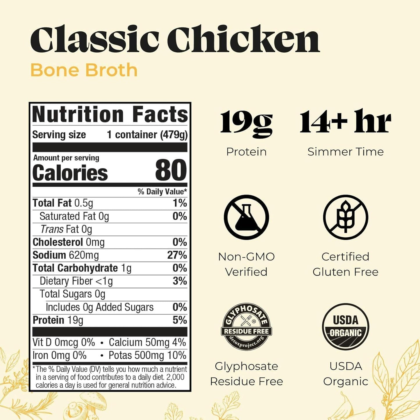 Chicken Bone Broth Soup by Kettle and Fire, Pack of 6
